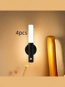A Sensor Night Light, Magnetic Wall Lamp, Usb Rechargeable Led Light Bar, Wireless Stair Light, Indoor Wooden Wall Lamp, Wardrobe Light, Corridor Light, Stair Light - Black and white sensor light - View 13