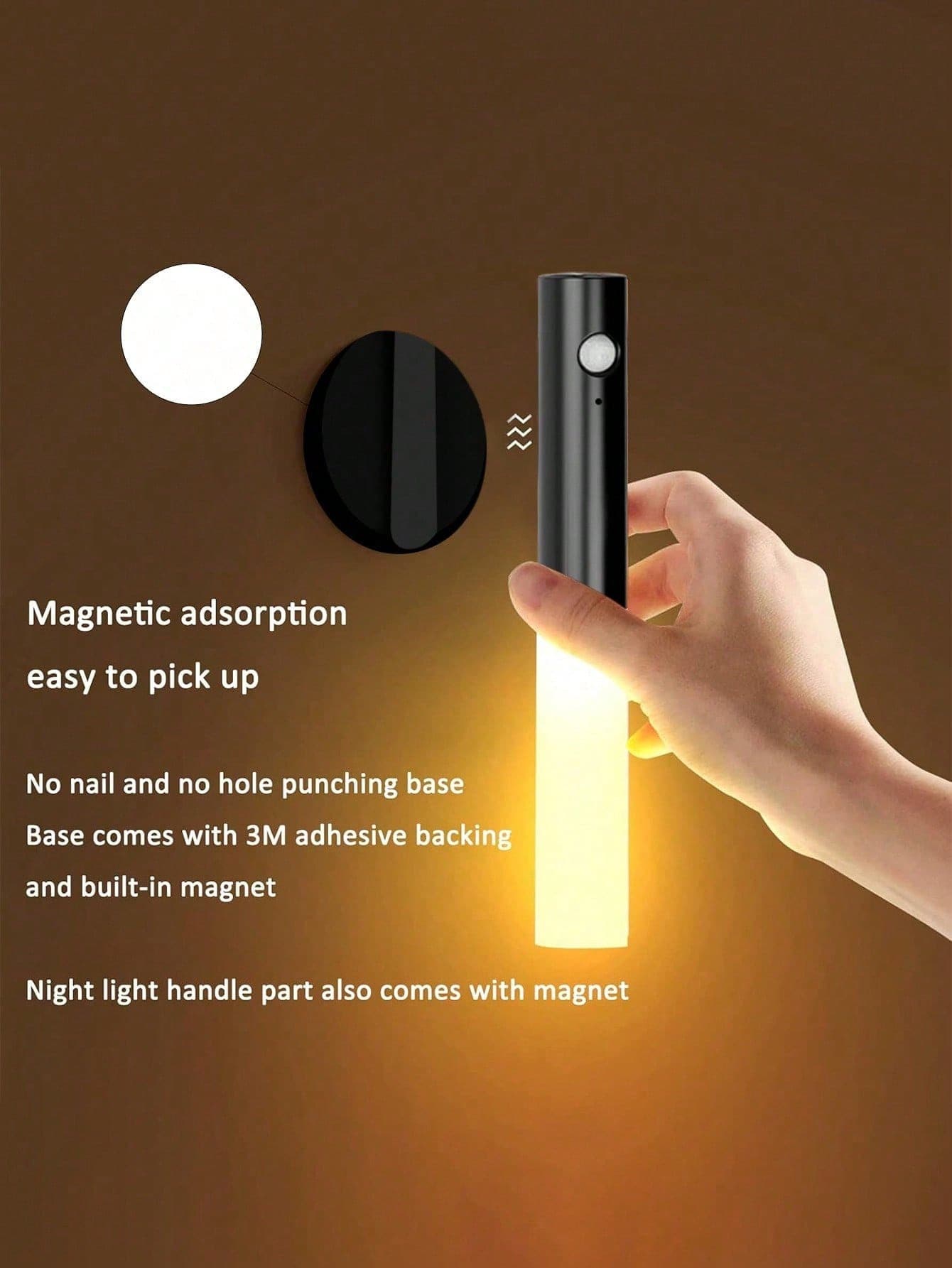 A Sensor Night Light, Magnetic Wall Lamp, Usb Rechargeable Led Light Bar, Wireless Stair Light, Indoor Wooden Wall Lamp, Wardrobe Light, Corridor Light, Stair Light - Black and white sensor light - View 1