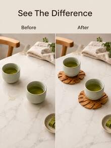 Haus Hana 3/4pcs Wooden Monstera Leaf Coaster Set, Green Or Brown Tropical Cup Mats, Rustic Botanical Drink Coasters For Coffee, Tea, Dining Table, Kitchen, Cafe, Home Decor And Housewarming Gift - Multicolor - View 5