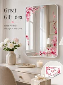 Haus Hana 1pc/2pcs Pink Plum Mirror Border Decoration Sticker, Soft Mirror Decoration Sticker, Mirror Beauty Decoration, Enhancing The Elegant Atmosphere Of Mirror Beautification, Essential For Home Decoration And Home Furnishings. - Multicolor - View 10