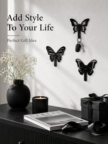 Muroi Mono Metal Butterfly Wall Hook Set, Nordic Style No-Drill Decorative Hanging Hooks For Keys, Hats, Bags, Coats, Scarves & Towels, Creative Entryway Organizer, Bedroom Wall Decor, Hallway Storage, Holiday & Housewarming Gift - Multicolor - View 9