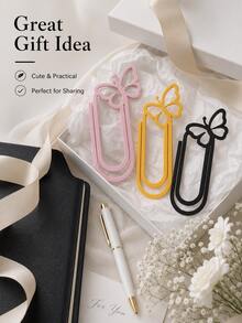 Zazumi 1Pc/3pcs 2D Flat Giant Butterfly Paper Clip Bookmark, Creative Oversized Book Page Marker, Student Note Card Holder, Decorative Memo Clip For Books, Journals, Planners, School, Office, Reading, Study & Gift - multicolor - View 4