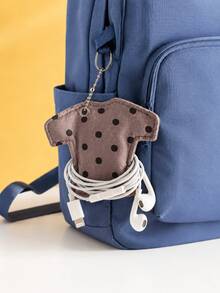 Joivida 1Pc Clothes Shaped Data Cable Storage Bag, Pendant Keychain, Earphone Cable Storage Bag, Polka Dot Pattern/Stripe Pattern, INS Style, Easy To Carry - Multicolor - View 8