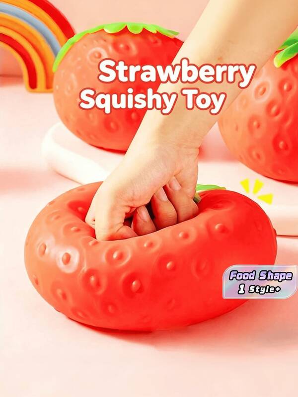 1pc Giant Realistic Strawberry Squishy Toy Stress Relief Decompression Squeeze Fruit Soft Slow Rising Reusable For Adults Office Desk Decor