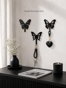 Muroi Mono Metal Butterfly Wall Hook Set, Nordic Style No-Drill Decorative Hanging Hooks For Keys, Hats, Bags, Coats, Scarves & Towels, Creative Entryway Organizer, Bedroom Wall Decor, Hallway Storage, Holiday & Housewarming Gift - Multicolor - View 3