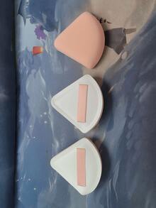 5入方盒裝棉花糖三角米球氣墊粉撲，乾濕兩用化妝海綿，適合修容、眼角使用，適用所有膚質，柔軟蓬鬆，臉部與身體化妝工具組 - 杏色 - 查看 5