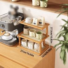 1PC 3 Tier Bamboo Kitchen Organizer Rack Multifunctional Cup Mug Utensil Bottle Holder Shelf Countertop Storage Stand Drip Tray Breathable Moisture Proof 2 Styles For Dining Room Coffee Bar Desk Living Room Storage Shelf - Multicolor - View 14