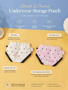 Joivida 1Pc Polka Dot Mesh Underwear Shaped Storage Bag, Apricot/Pink, Multifunctional Storage Bag, Mini Lipstick Bag, Mini Makeup Bag, Easy To Carry - Multicolor - View 5