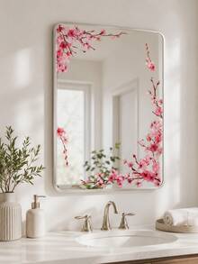 Haus Hana 1pc/2pcs Pink Plum Mirror Border Decoration Sticker, Soft Mirror Decoration Sticker, Mirror Beauty Decoration, Enhancing The Elegant Atmosphere Of Mirror Beautification, Essential For Home Decoration And Home Furnishings. - Multicolor - View 3