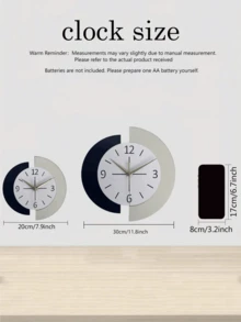 1PC  Semi-Circular Splicing Clock, Modern Simple And Personalized Creative Splicing, Home Decoration Wall Clock. Silent Clock With No Ticking Sound. - black and white - View 2