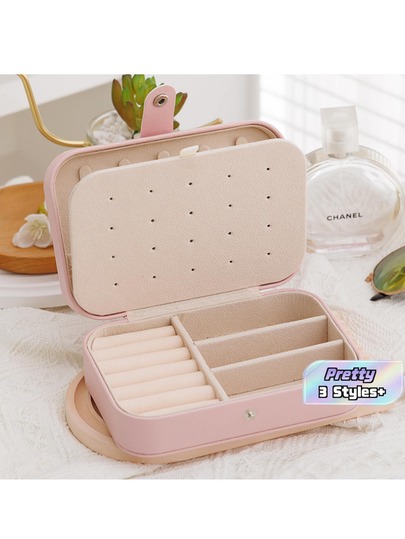 1 hộp đựng trang sức hình chữ nhật bằng da PU, hộp tổ chức trang sức nhỏ gọn du lịch cầm tay đựng bông tai nhẫn, hộp lưu trữ trang sức cho bé gái và phụ nữ, quà tặng đám cưới sinh nhật, quà tặng tựu trường