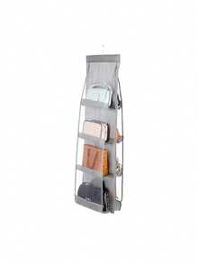 1 Piece Multi-Pocket Clear Mesh Hanging Handbag Organizer, Dustproof Hanging Purse Storage Rack, Space Saving Transparent Bag Collection Holder, Closet Wardrobe Storage Organizer For Handbags, Wallets, Ideal For Bedroom & Cloakroom Home Storage - White - View 7