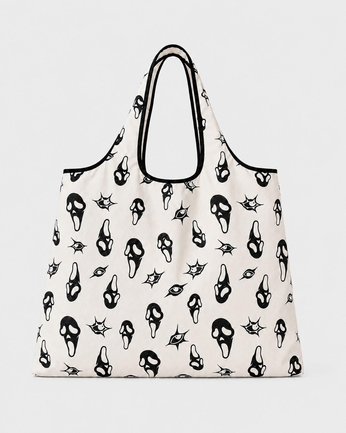 Goth Bolsa de compras plegable de gran capacidad con estampado de estrellas, bolsa de mujer con diseño de estrellas huecas