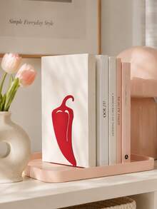 Joivida 2Pcs Bright Red Chili Cutout Hollow Metal Bookends, L Type Anti-Slip Heavy Duty Iron Book Stoppers, Creative Decorative Book Clips For Desktop, Bookshelf, Kitchen Cookbooks, Multi-Scene Household Office Countertop Book Storage Organizer Accessories - multicolor - View 6
