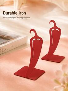 Joivida 2Pcs Bright Red Chili Cutout Hollow Metal Bookends, L Type Anti-Slip Heavy Duty Iron Book Stoppers, Creative Decorative Book Clips For Desktop, Bookshelf, Kitchen Cookbooks, Multi-Scene Household Office Countertop Book Storage Organizer Accessories - multicolor - View 8