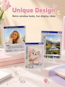 Joivida 3-Inch Acrylic Photo Frame, Retro Computer Paint Window Design Instant Photo Holder, Cute Tabletop Picture Display Stand For Desk, Bedroom, Office, Living Room, Travel Memories, Birthday, Holiday & Novelty Gift - multicolor - View 11