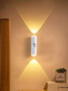 Magnetic Rechargeable Led Wall Lights, Motion Sensor Night Light, Wireless Battery-Powered Lamp, Adhesive Rotatable Portable Light, Dimmable And Adjustable Color Temperature, For Bedroom, Bathroom, Stairs, Cabinets, And Home Decoration - Multicolor - View 3