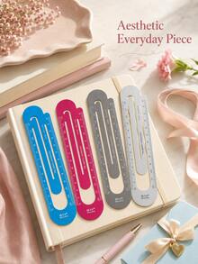 Joivida Multifunctional Aluminum Straight Ruler 12cm Creative Paperclip Dual Use Bookmark Ruler Clear Precise Scale Portable Lightweight Drawing Measuring Tool Durable Smooth Edges Office Daily Learning Drafting Stationery Supplies 4 Colors Optional - multicolor - View 11