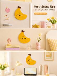 Joivida 2026 Mini Wall Clock, Cute Banana Cartoon Shaped, Punch-Free Installation, Silent Sweep Second Movement, Dual Purpose Design Support Magnetic Attachment & Wall Hanging, Made Of Acrylic Material, Simple Stylish Wall Decor Watch, Effortless To Mount - multicolor - View 14