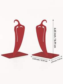 Joivida 2Pcs Bright Red Chili Cutout Hollow Metal Bookends, L Type Anti-Slip Heavy Duty Iron Book Stoppers, Creative Decorative Book Clips For Desktop, Bookshelf, Kitchen Cookbooks, Multi-Scene Household Office Countertop Book Storage Organizer Accessories - multicolor - View 4