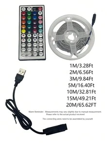1 قطعة شريط إضاءة LED، الطول 1 متر/2 متر/3 متر/5 متر/10 متر/15 متر، مع وحدة تحكم عن بعد 44 زر، شريط إضاءة LED متغير الألوان RGB، حبل إضاءة LED للغرفة والصالة والديكور المنزلي والأعراس - 44Keys - مشاهدة 2