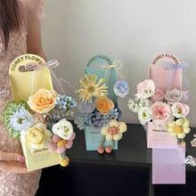 1PC Minimalist Flower Gift Handheld Box, Flower Wrapping Paper Box, Creative Floral Bouquet Gift Box, Handmade Flower Art Diy Decoration Box, Suitable For Rose, Carnation, And Various Fresh Flower Bouquets - multicolor - View 4