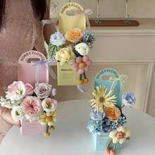 1PC Minimalist Flower Gift Handheld Box, Flower Wrapping Paper Box, Creative Floral Bouquet Gift Box, Handmade Flower Art Diy Decoration Box, Suitable For Rose, Carnation, And Various Fresh Flower Bouquets - multicolor - View 6
