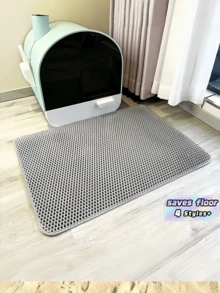 1 Buah Alas Pasir Kucing Dua Lapis Berbentuk Sarang Lebah, Tahan Air, Anti Bocor, Anti Urine, Alas Perangkap untuk Area Kotak Pasir Kucing, Lantai, Karpet Pasir Kucing, Anti Selip, Dapat Dicuci, Perlengkapan Hewan Peliharaan, Aksesoris Kucing, Produk Hewan Peliharaan Rumah - Grey - View 2