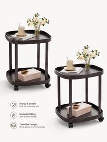 Nordic Modern Mobile Side Table, Minimalist Rolling Storage Cart, Multifunctional End Table For Bedroom Living Room - Multicolor - View 5