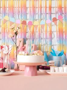 2件組彩色冰淇淋甜筒旗幟裝飾，夏季派對兒童生日冰淇淋主題裝飾，嬰兒洗禮裝飾 - 多色 - 查看 5