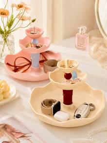 Zazumi 3-Tier Fountain Shape PP Multifunction Desktop Organizer Stand, Creative Display Rack For Earrings, Hair Ties, Scrunchies, Rings, Bracelets, Keys, Cosmetics & Small Items, Vanity, Bedroom, Birthday, Holiday & Housewarming Gift - Multicolor - View 1