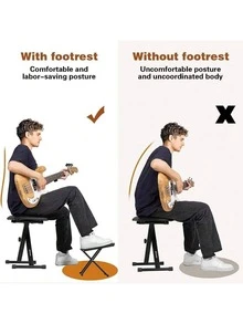 1PC Foldable Portable Height Adjustable Non Slip Durable Metal Guitar Foot Rest Stool For Acoustic Electric Bass Beginner Practice Performance Travel Home Office Music Instrument Accessory - Multicolor - View 3