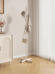 1 buah Rak Pakaian Ruang Keluarga Gaya Nordik Ringan dan Mewah, Rak Mantel Vertikal Modern Tipe Batang, Rak Mantel Sederhana untuk Kamar Tidur, Cocok untuk Selebriti Online di . - Putih - View 3