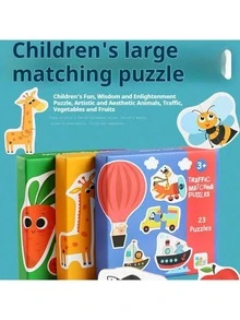 1 Kotak Puzzle Mencocokkan Hewan, Kendaraan, Buah dan Sayuran untuk Anak-Anak, Mainan Edukasi Sederhana dari Kayu untuk Pendidikan Anak Usia Dini. - MultiWarna - View 3