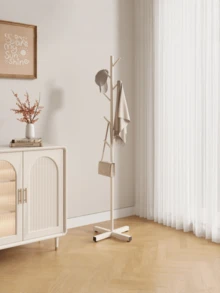 1 buah Rak Pakaian Ruang Keluarga Gaya Nordik Ringan dan Mewah, Rak Mantel Vertikal Modern Tipe Batang, Rak Mantel Sederhana untuk Kamar Tidur, Cocok untuk Selebriti Online di . - Putih - View 5
