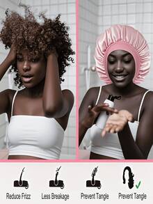 10/7/12/48/50pcs Sleep Hair Styling Tools Set, Curler 1pc Silk Pillowcase For Hair And Skin Queen Set, Silk Heatless Curling Set, Overnight Curling Iron, 1pc Sleep Soft Eye Mask, 1pc Sleep Silk Nightcap, Sleep Essential Set - Pink - View 5