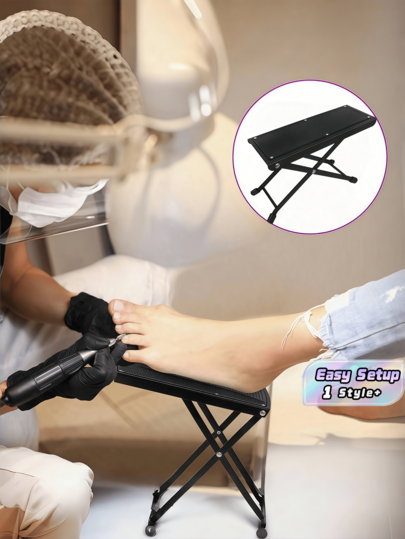 1PC Foldable Portable Height Adjustable Non Slip Durable Metal Guitar Foot Rest Stool For Acoustic Electric Bass Beginner Practice Performance Travel Home Office Music Instrument Accessory