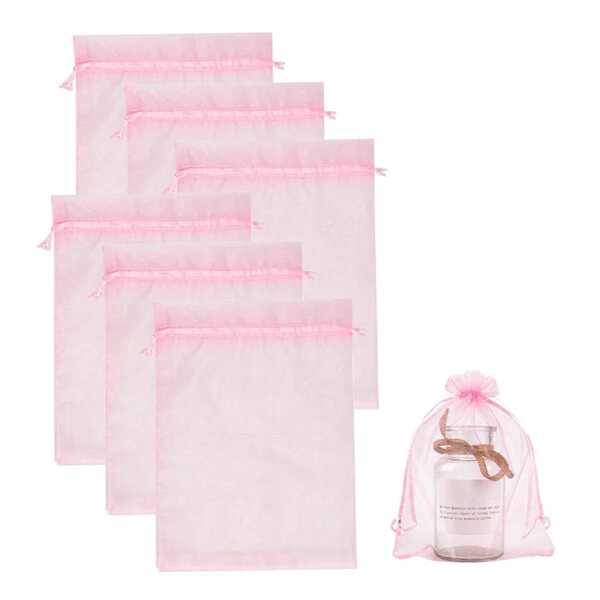 50PCS Drawstring Organza Gift Bags, Transparent Sheer Fabric Bags For Halloween, Birthday, Wedding, Party Favors