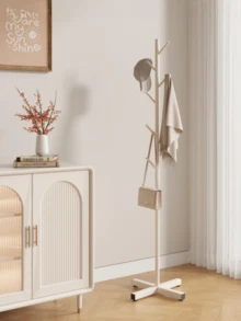 1 buah Rak Pakaian Ruang Keluarga Gaya Nordik Ringan dan Mewah, Rak Mantel Vertikal Modern Tipe Batang, Rak Mantel Sederhana untuk Kamar Tidur, Cocok untuk Selebriti Online di . - Putih - View 2