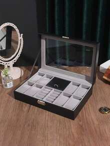 Multifunctional Desktop Watch Storage Box For Men Women Mechanical Watch Organizer, Black Watch Case, Dustproof, Waterproof, Scratchproof, Suitable For Collecting And Displaying Watches, Rings, Earrings, Necklaces - Multicolor - View 4