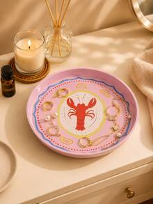 Joivida 1pc/2pcs Cartoon Letter Print Jewelry Tray, Ambient Decor Style, For Living Room Bedroom Bathroom Use - Multicolor - View 3