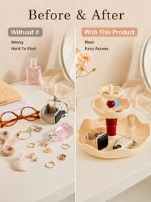 Zazumi 3-Tier Fountain Shape PP Multifunction Desktop Organizer Stand, Creative Display Rack For Earrings, Hair Ties, Scrunchies, Rings, Bracelets, Keys, Cosmetics & Small Items, Vanity, Bedroom, Birthday, Holiday & Housewarming Gift - Multicolor - View 6