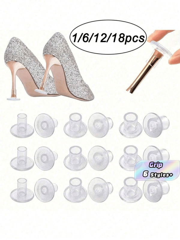 6/12/18 pezzi Protezioni trasparenti per scarpe con tacco alto, cappucci per tacchi antiscivolo e silenziosi da donna, coperture protettive antiscivolo per tacchi alti, adatte per camminare su erba o terreno irregolare, cappucci per tacchi antiscivolo per scarpe da sposa da donna, prevengono l'aggrovigliamento nell'erba