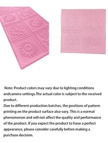 10pcs 3D XPE Foam Material Retro Romantic Embossed Flower Pattern Wall Paper, Anti-Collision Foam Wall Stickers, Colorful, Easy-To-Clean, Self-Adhesive Crashproof Wall Sticker - pink - View 8