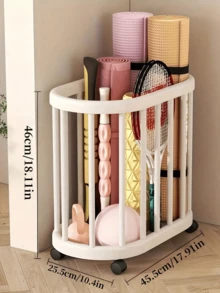 1PC Large Capacity Durable Easy Clean Plastic Grid Black White Open Storage Basket With Wheels Space Saving For Yoga Mat Fitness Equipment Bathroom Laundry Home Office Trending Popular Essential - Multicolor - View 3