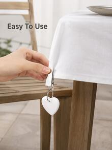 Haus Hana 6pcs Heart Shaped Marble Tablecloth Weights With Metal Clips, Cute Solid Color Clip-On Table Cover Pendants, Practical Tablecloth Holders For Dining Table, Picnic, Patio, Wedding, Party, Garden Decor & Gift - View 5