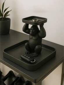1PC 3D Printed Unique Gorilla Shape Durable Desktop Tray Organizer For Jewelry Cosmetics Keys Home Decor Ornament No Electricity Needed Multifunctional Catch All Storage Box Decorative Room Accent Gift - Black - View 6