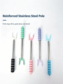 Telescopic Clothes Fork, Stainless Steel Extendable Garment Hanging Pole, U-Shape Non-Slip Clothesline Prop Rod With Sponge Grip, Portable High Reach Laundry Stick For Balcony & Closet - multicolor - View 14