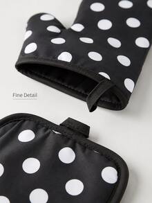 Haus Hana 1/2pcs Black Polka Dot Oven Mitts & Pot Holders, Cute Kitchen Oven Gloves And Hot Pads Set For Cooking, Baking, Microwave, Grilling, Home Kitchen Daily Use & Gift - View 8