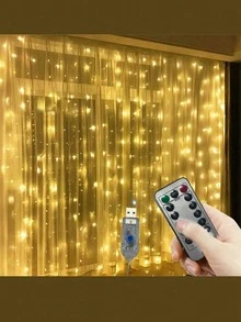 قطعة واحدة من أضواء الستائر، 3 أمتار، 100/200/300 مصباح LED، قابلة للتوصيل عبر USB، مع 8 أوضاع إضاءة دافئة/بيضاء، أضواء سلسلة للاستخدام الخارجي مع جهاز تحكم عن بعد، أضواء ستائر معلقة على الجدران والنوافذ، مناسبة للغرف والحفلات والزفاف وديكور الجدران البيضاء والمناسبات الاحتفالية، هدية أضواء خيالية - ضوء دافئ - مشاهدة 6